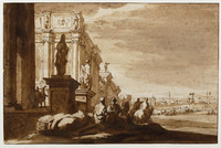 Q 078
<br/>
Klassiek paleis met groep mensen
<br/>
<em>Ulft, Jacob van der (1621-1689)</em>